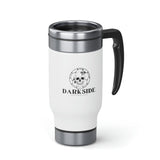 DarkSide - FlowerSkull - Stainless Steel Travel Mug with Handle, 14oz (White)