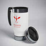 Dragons - Stainless Steel Travel Mug with Handle, 14oz (White)