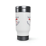 Navy Devils - Stainless Steel Travel Mug with Handle, 14oz (White)