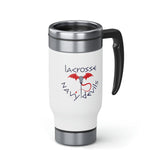 Navy Devils - Stainless Steel Travel Mug with Handle, 14oz (White)
