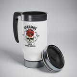 DarkSide - RoseSkull - Stainless Steel Travel Mug with Handle, 14oz (White)