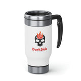 DarkSide - FlameSkull - Stainless Steel Travel Mug with Handle, 14oz (White)